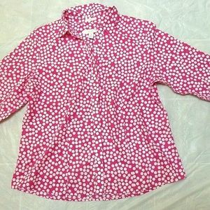 Chico's Pink White Polka Dot No Iron Shirt Top 2